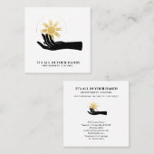 *~* Hand Holding Sun Black Gold kosmische energie Vierkante Visitekaartje (Voorkant / Achterkant)