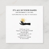 *~* Hand Holding Sun Black Gold kosmische energie Vierkante Visitekaartje (Achterkant)