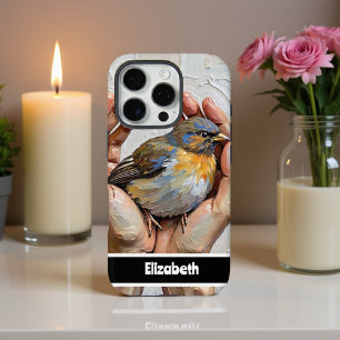Hand houden artistieke vogel ontwerp iPhone 16 pro hoesje