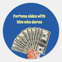 hand houden honderd dollar rekeningen geld kunst ronde sticker