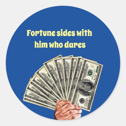 hand houden honderd dollar rekeningen geld kunst ronde sticker (Voorkant)