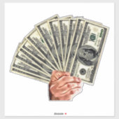 hand houden honderd dollar rekeningen geld kunst sticker (Vel)