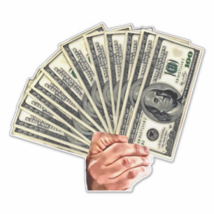 hand houden honderd dollar rekeningen geld kunst sticker