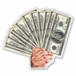 hand houden honderd dollar rekeningen geld kunst sticker