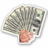 hand houden honderd dollar rekeningen geld kunst sticker (Voorkant)