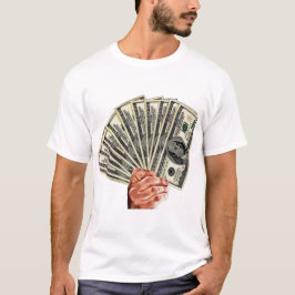 hand houden honderd dollar rekeningen geld kunst t-shirt