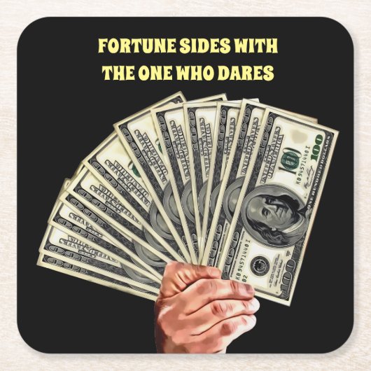 hand houden honderd dollarbiljetten geld financier kartonnen onderzetters (Voorkant)