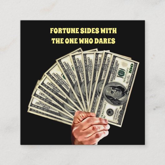 hand houden honderd dollarbiljetten geld financier vierkante visitekaartje (Voorkant)