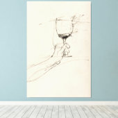 Hand houden van wijn glas schets - canvas afdruk (Insitu (Houten vloer))
