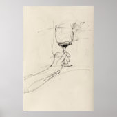 Hand houden van wijn glas schets - poster (Voorkant)