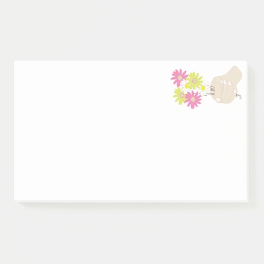 Hand houdt bloemen vast post-it® notes (Voorkant)