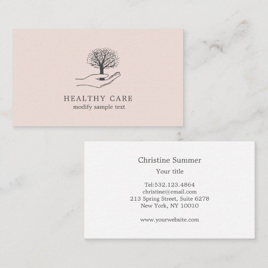 Hand houdt boom visitekaartje (Voorkant / Achterkant)