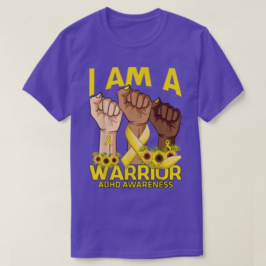 Hand ik ben een Warrior ADHD Awareness Sunflower T-shirt (Design voorkant)