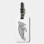 Hand Illustrated Artsy Floral Zee Turtle Bagagelabel (Voorkant verticaal)