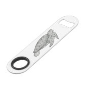 Hand Illustrated Artsy Floral Zee Turtle Speed Flessenopener (Voorkant Gekanteld)