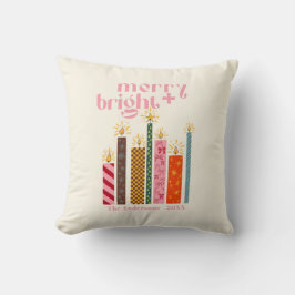 Hand-Illustrated Merry + Bright Christmas  Kussen