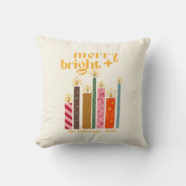 Hand-Illustrated Merry + Bright Christmas  Kussen