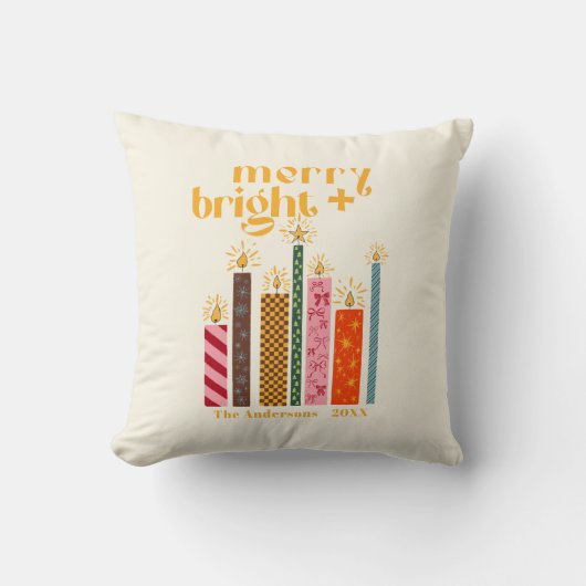 Hand-Illustrated Merry + Bright Christmas  Kussen (Voorkant)