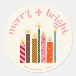 Hand-Illustrated Merry + Bright Christmas Sticker