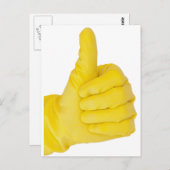 hand in gele latexhandschoen briefkaart (Voorkant / Achterkant)