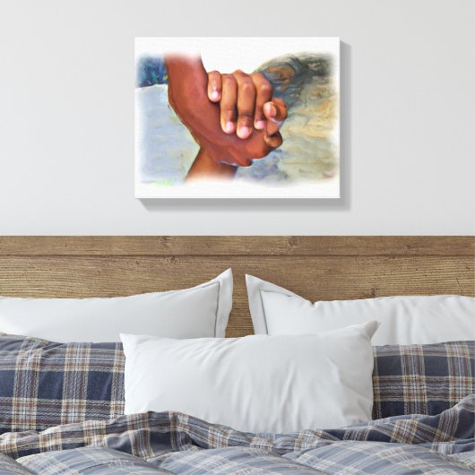 Hand in hand, een helpende hand leenden_ canvas afdruk (Insitu (Slaapkamer))