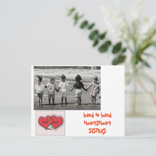 hand in hand hart2hart briefkaart (Staand voorkant)