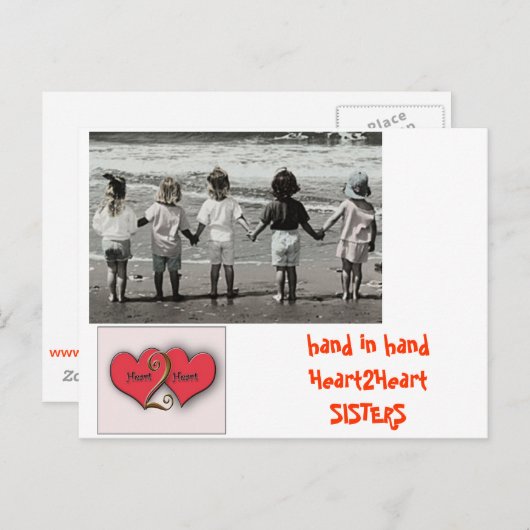 hand in hand hart2hart briefkaart (Voorkant / Achterkant)