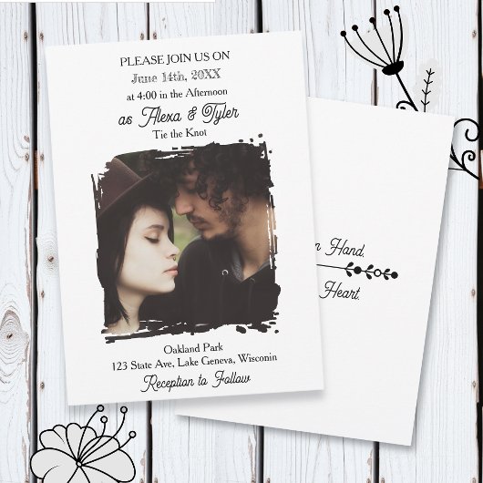 Hand in Hand, Heart to Heart | Photo Wedding Kaart