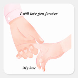 Hand in Hand Love Art - Ouder & Kind Holding Hand Vierkante Sticker