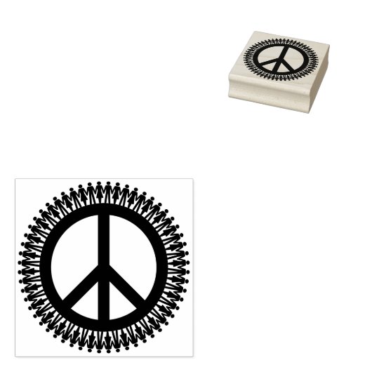 Hand in hand met wereldvrede rubberstempel (Gestempeld)
