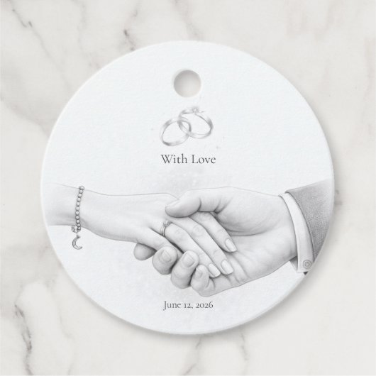 Hand in Hand Romantisch Minimalistisch Bedankjes Labels (Voorkant)