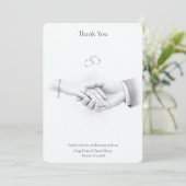 Hand in Hand Romantisch Minimalistisch Bedankkaart (Staand voorkant)