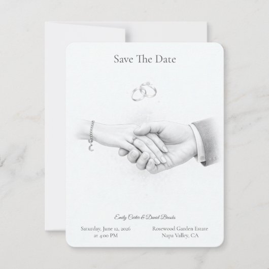 Hand in Hand Romantisch Minimalistisch Save The Date (Voorkant)