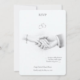 Hand in Hand Romantische Minimalistische RSVP Kaart