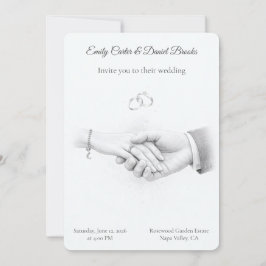 Hand in Hand Romantische Minimalistische Trouwdag Kaart