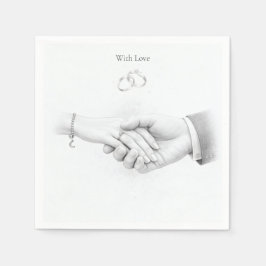 Hand in Hand Romantische Minimalistische Trouwdag Servet