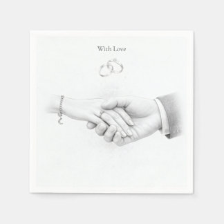 Hand in Hand Romantische Minimalistische Trouwdag Servet