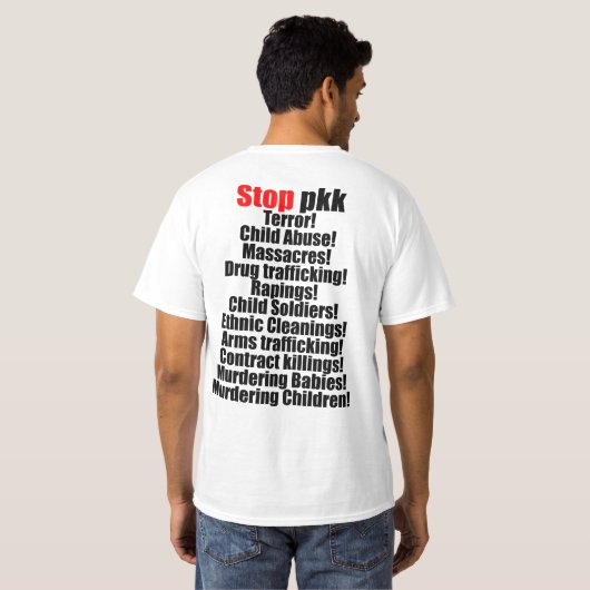 Hand in hand tegen pkk-terrorisme t-shirt (Achterkant volledig)