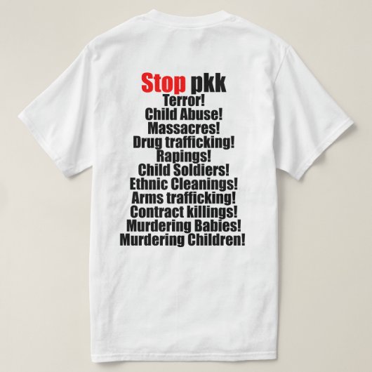 Hand in hand tegen pkk-terrorisme t-shirt (Design achterkant)