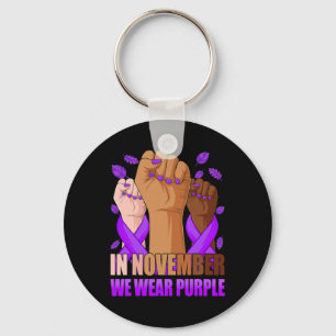 Hand In november draag we paarse epilepsie bewustz Sleutelhanger