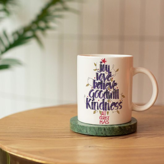 Hand kalligrafie kerstboom koffiemok