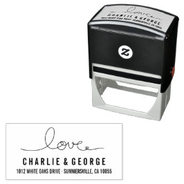 Hand kalligrafie lus liefde lint modern huwelijk zelfinktende stempel