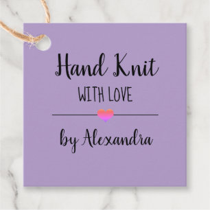 Hand Knit met liefde paarse script custom Bedankjes Labels