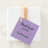 Hand Knit met liefde paarse script custom Bedankjes Labels (In situ)