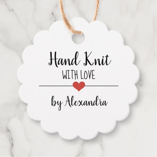 Hand Knit met love kraft script Bedankjes Labels (Voorkant)