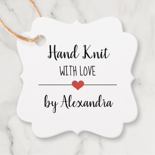 Hand Knit met love kraft script Bedankjes Labels (Voorkant)