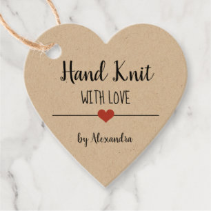 Hand Knit met naam kraft-script Bedankjes Labels