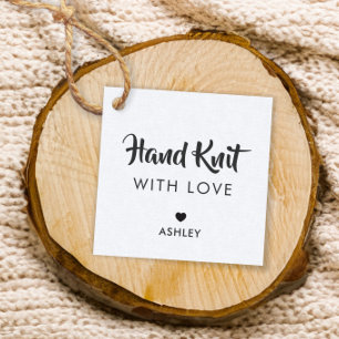 Hand Knit with Love, Handmade Gift Tag, Kraft Bedankjes Labels