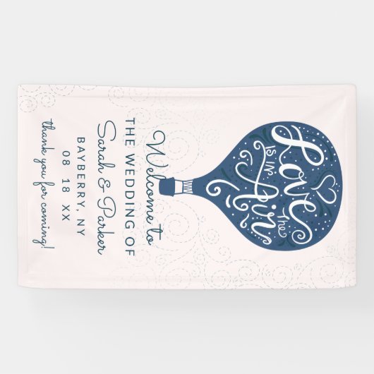 Hand Letter Marine Hete Luchtballon Bruiloft Welko Spandoek (Horizontaal)