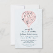 Hand Letter Roze Hete Luchtballon Bruiloft Recepti Kaart (Voorkant)